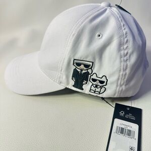 NWT KARL LAGERFELD White Pins Embellished Baseball Cap Hat Rock Studded Adjustab KARL LAGERFELD CATE PINS BASEBALL CAP WOMENS WHITE NWT | eBay main image 2